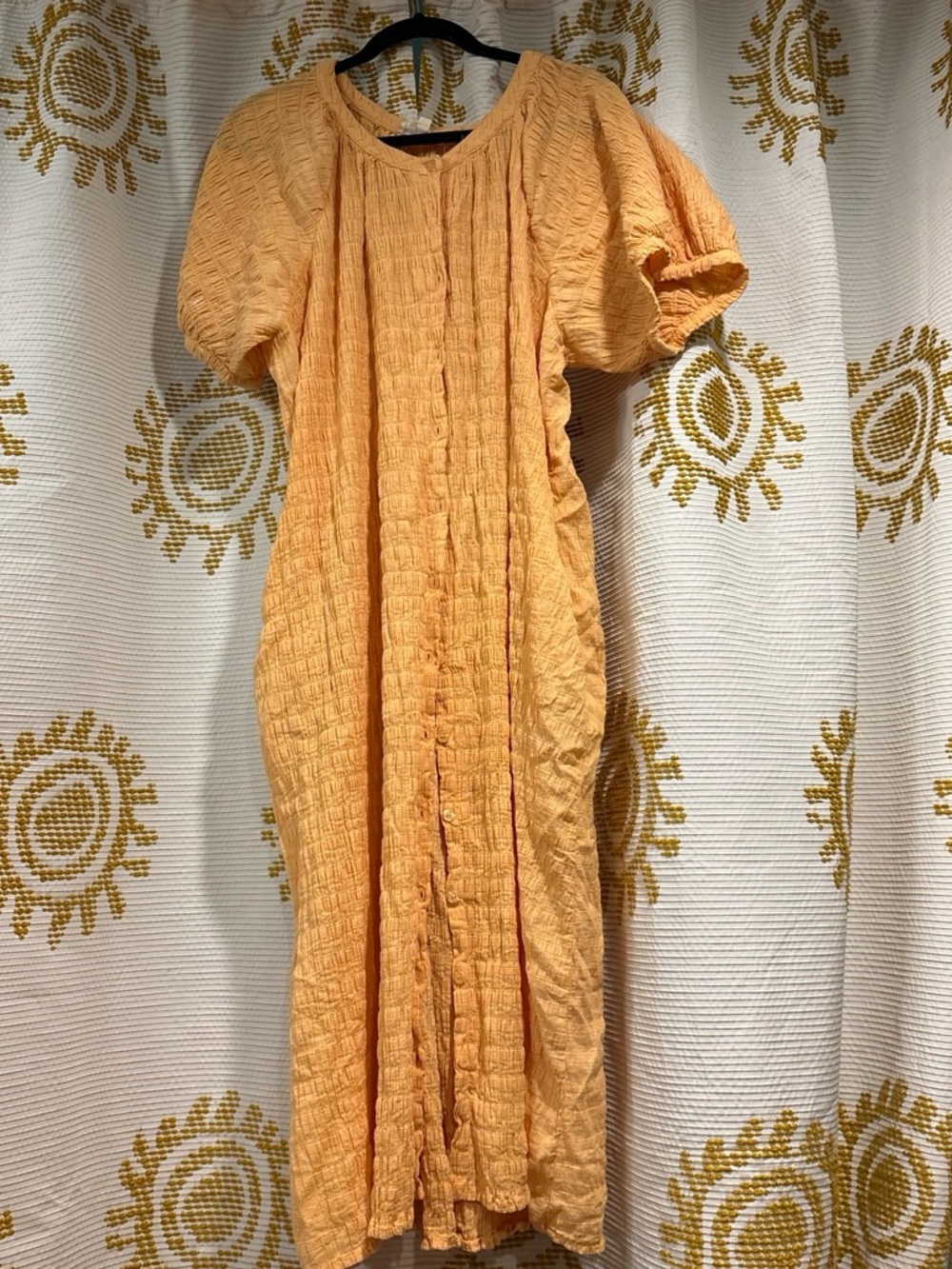 Button Front textured midi dress